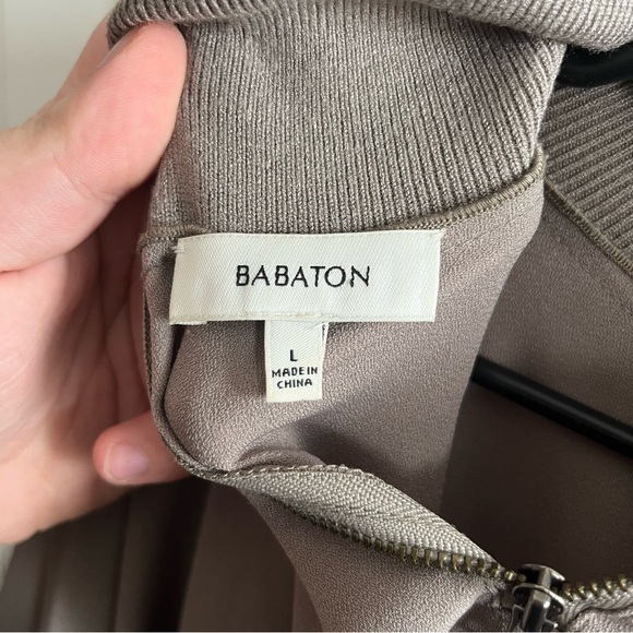 LAST CALL Babaton Aritzia Draped Taupe Cinched Sleeve Top Neutral Minimalist - Picture 3 of 7